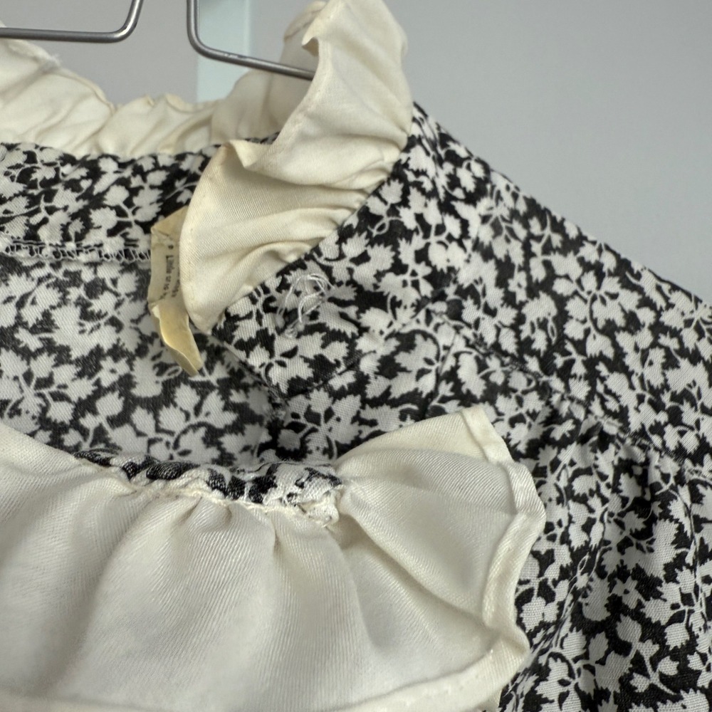 Cottage Cotton Prairie Ruffle Floral Midi Dress S Black - Picture 6 of 8
